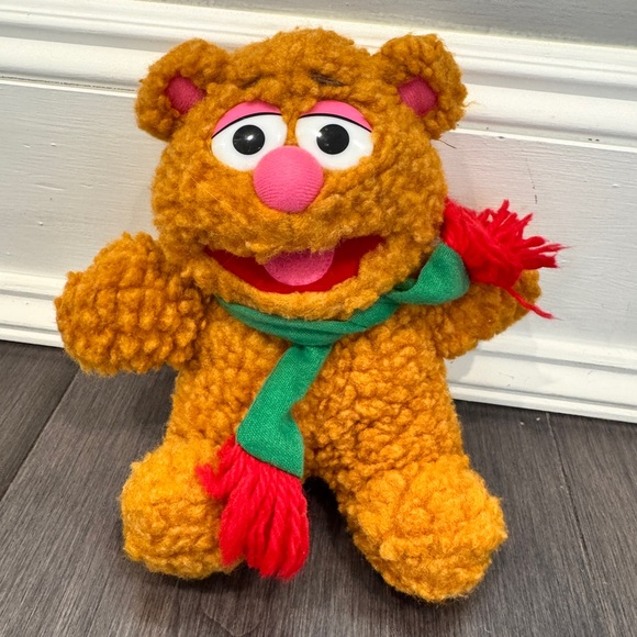 The Muppets Other - VINTAGE 1987 The Muppets Christmas Fozzi Bear Stuffed Animal Plush Green Scarf